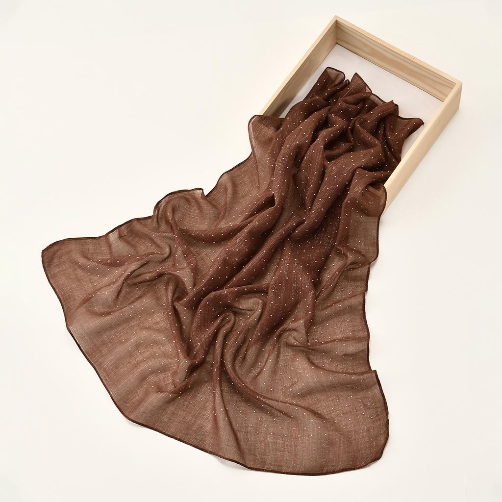 Fashion Muslim Square Scarf With Rhinestones Glitter Shimmer Hijab Scarf Shawls Solid Headscarf Wraps Islamic Turban Headbands