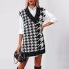 2026 Fall/Winter Women’s Loose V-Neck Houndstooth Knit Sweater Vest