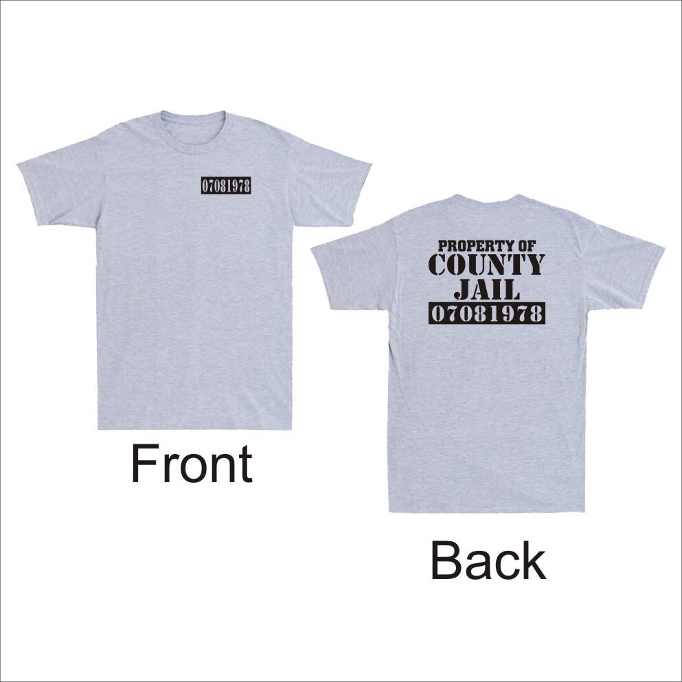 Property Of The County Jail Prison Funny Orange Front  Back Print Unisexs Tshirt