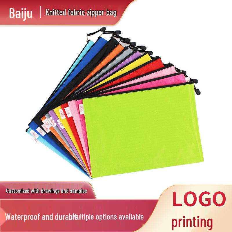 Waterproof Football Pattern Knitted Zipper Document Bag B4 38x24 CM