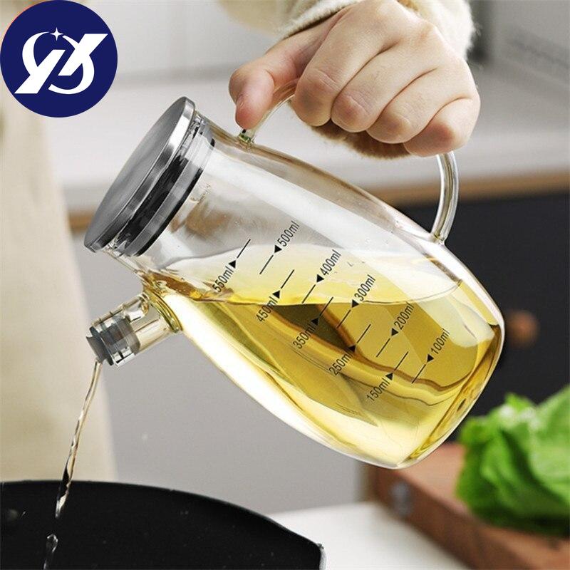 Glass Oil Pot Leak-proof Oil Bottle with Scale Kitchen Cooking Tool Vinegar Soy Sauce Bottle Gravy Boat