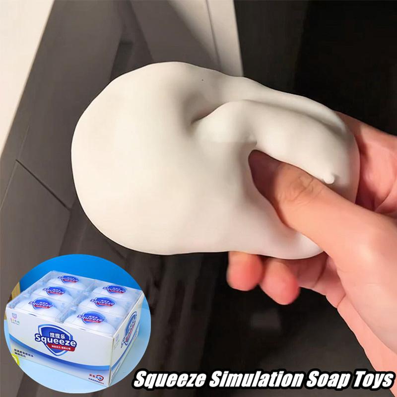 Soft Fake White Soap Squishy Slime Toy Decor Square Cube Soft Slow Rebound Stress Relief Prop Home Room Decoration Festival Gift