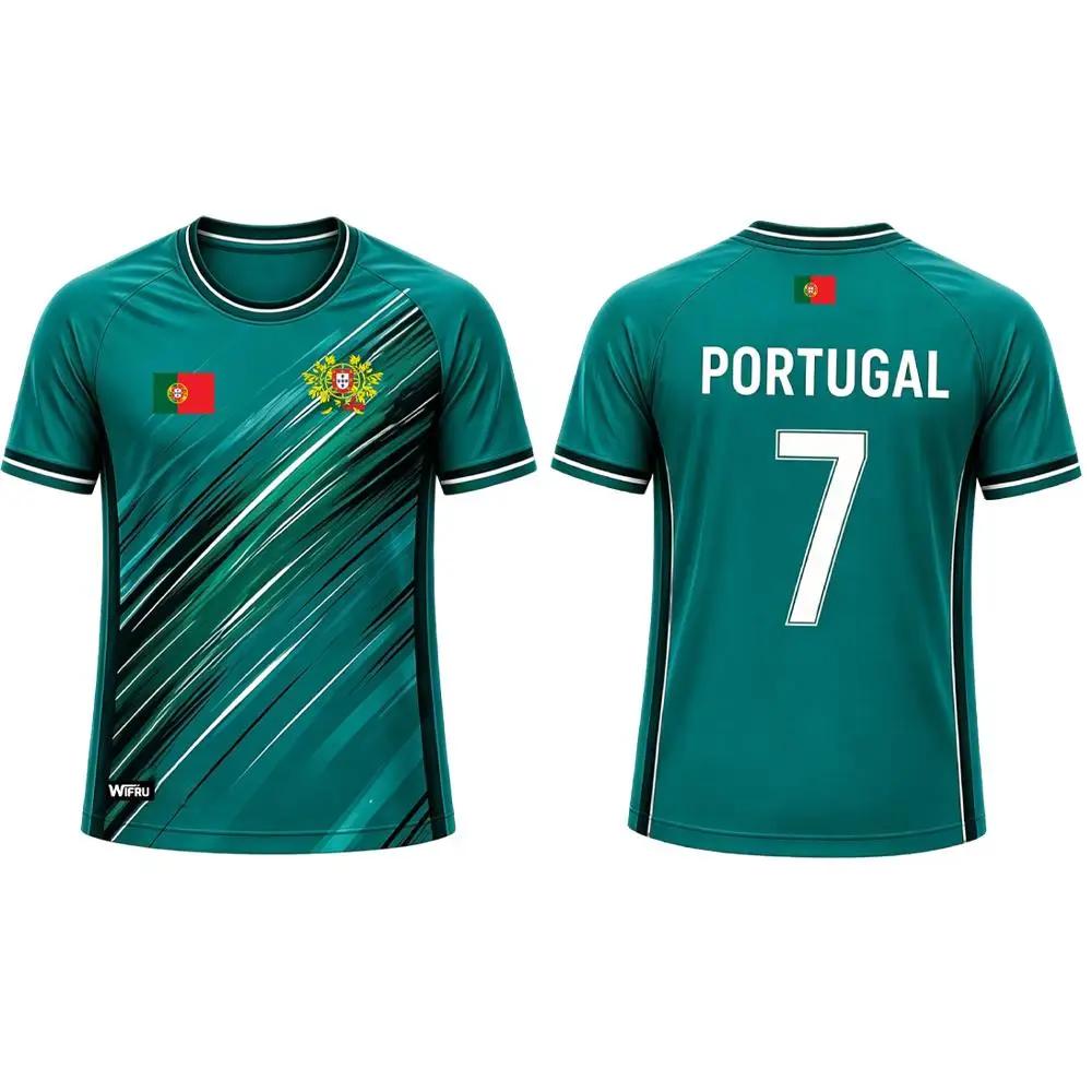 Unisex 2026 Portugal Flagge Fußball Gedenk-T-Shirt Atmungsaktiv Outdoor Training Herren Damen Lässig Kurzarm Trikot