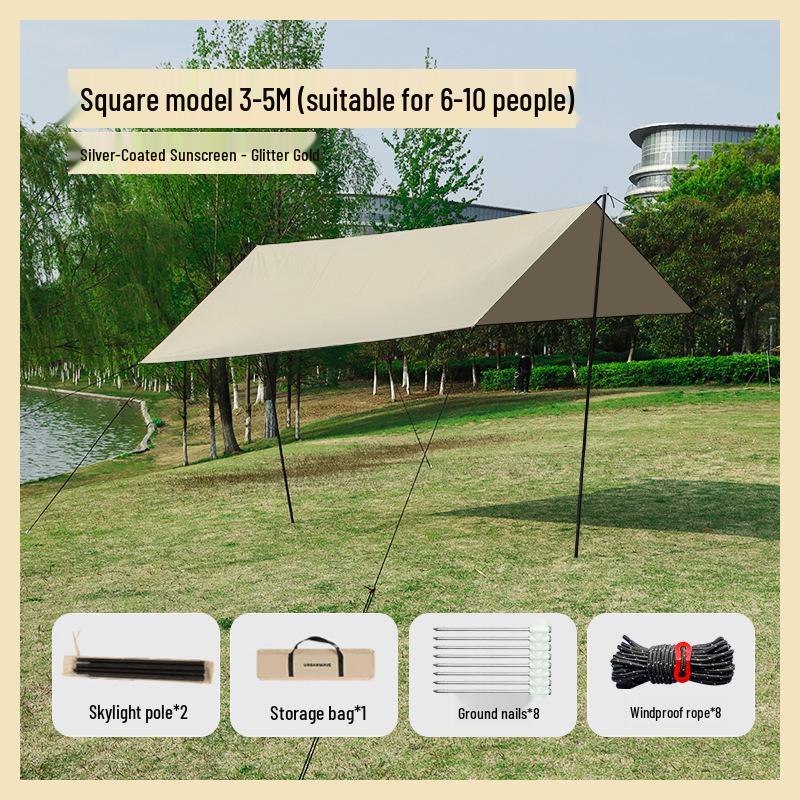 Butterfly-Shaped Black Glue Sunshade Tent - Outdoor Sun & Rain Protection for Camping and Picnics in Spring & Autumn.