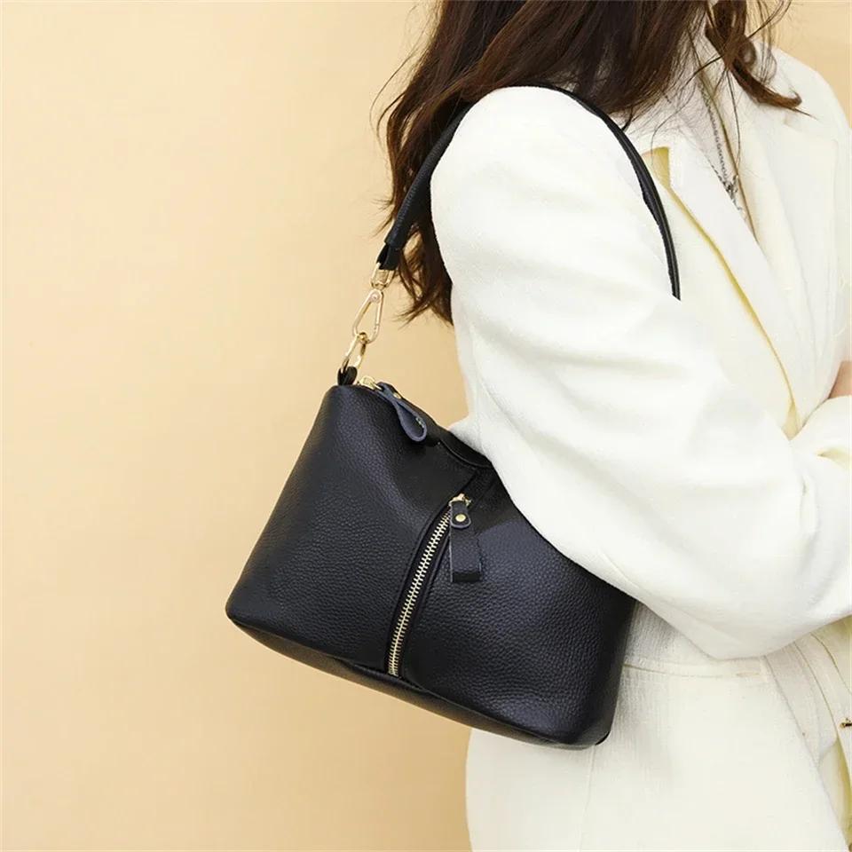 Borsa a Tote da Donna in Vera Pelle di Alta Qualità Lusso Morbida Pelle di Mucca Borse a Spalla Crossbody da Donna 2026 Fashi Borsa Messenger da Donna