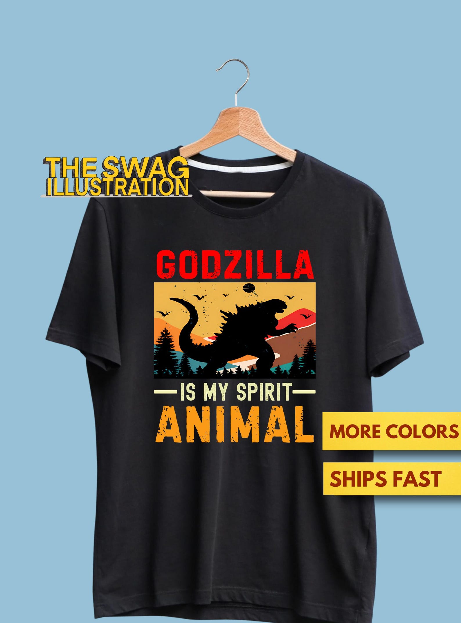 Funny Godzilla Is My Spirit Animal Premium T shirt, Funny Godzilla Shirt, Spirit Animal Shirt, Cute Dinosaur Shirt 3XL