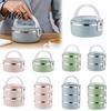 Wiederverwendbare Edelstahl-Bento-Lunchbox, Auslaufsicherer Isolierter Lebensmittelbehälter für Erwachsene Kinder, Stapelbare Metallbox Arbeit Mehrere Schichten mit