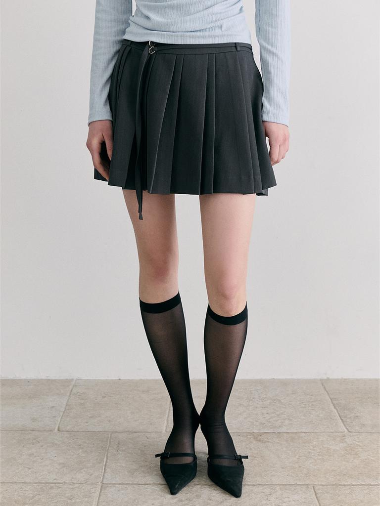 Etmont Double Pleats Skirt, Charcoal