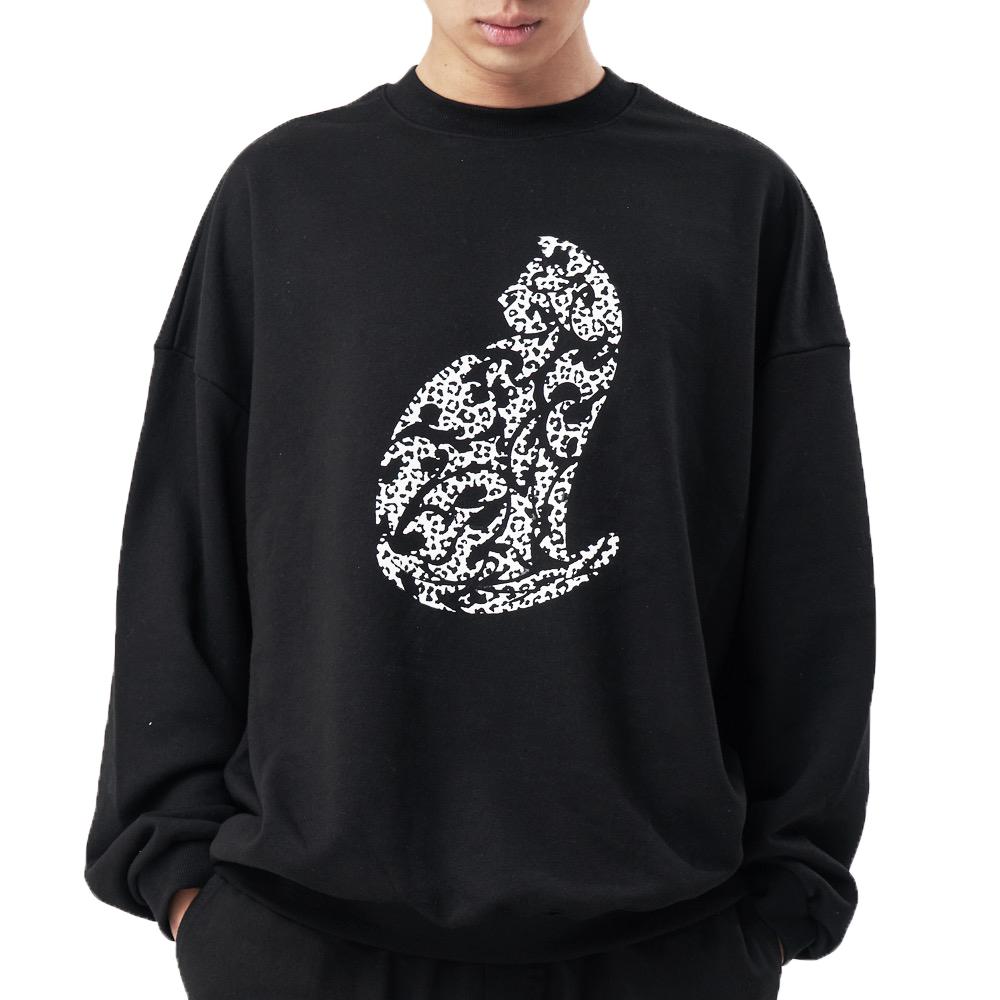 Свитшот оверсайз Восемь томов Леопардовый кот Black/One Size