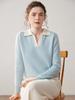 Patchwork Lapel Cashmere Sweater: Women's Slimming Knitwear Pullover