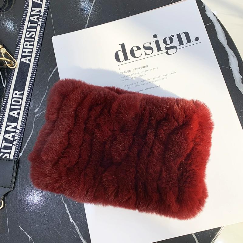 Rex Rabbit Hair Neck Cover Women's Winter Elastic Mesh Scarf Headband Versatile Real Fur Plush Headgear Children's Scarf