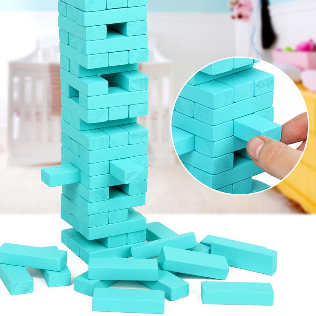 Jeu d'empilement en bois rétro – 54 pièces, Parfait pour les réunions de famille avec des enfants, des adolescents et des adultes – Un jouet classique d'adresse sur table