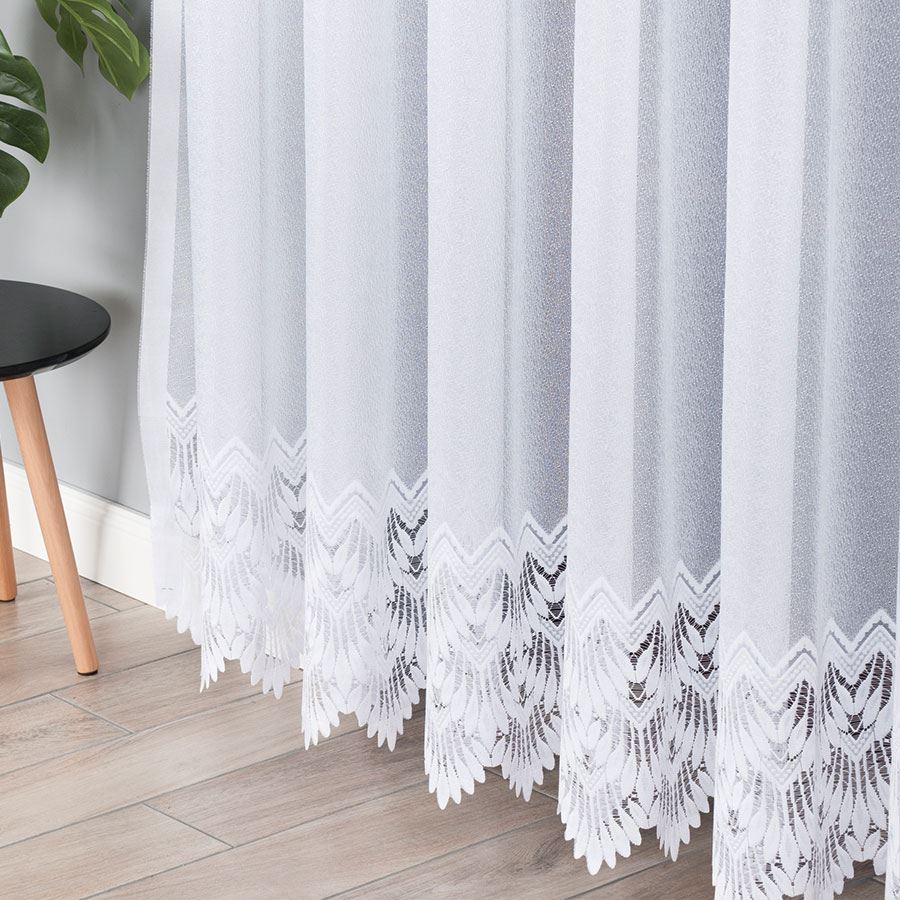 FELICJA - Ready-made jacquard curtain with a straight hem - 300x250 cm - white