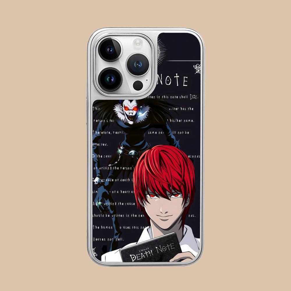 Death Note Kira Light Mobile Phone Case for iPhone 17 16 15 14 13 12 11 Air Pro Max Plus Silver Plating Colorful Cover Pretty