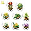 MOC Succulent Plant Potted Micro Building Blocks Small Bricks Flower Blossoms Flowerpot Ornaments Toys Home Decoration
