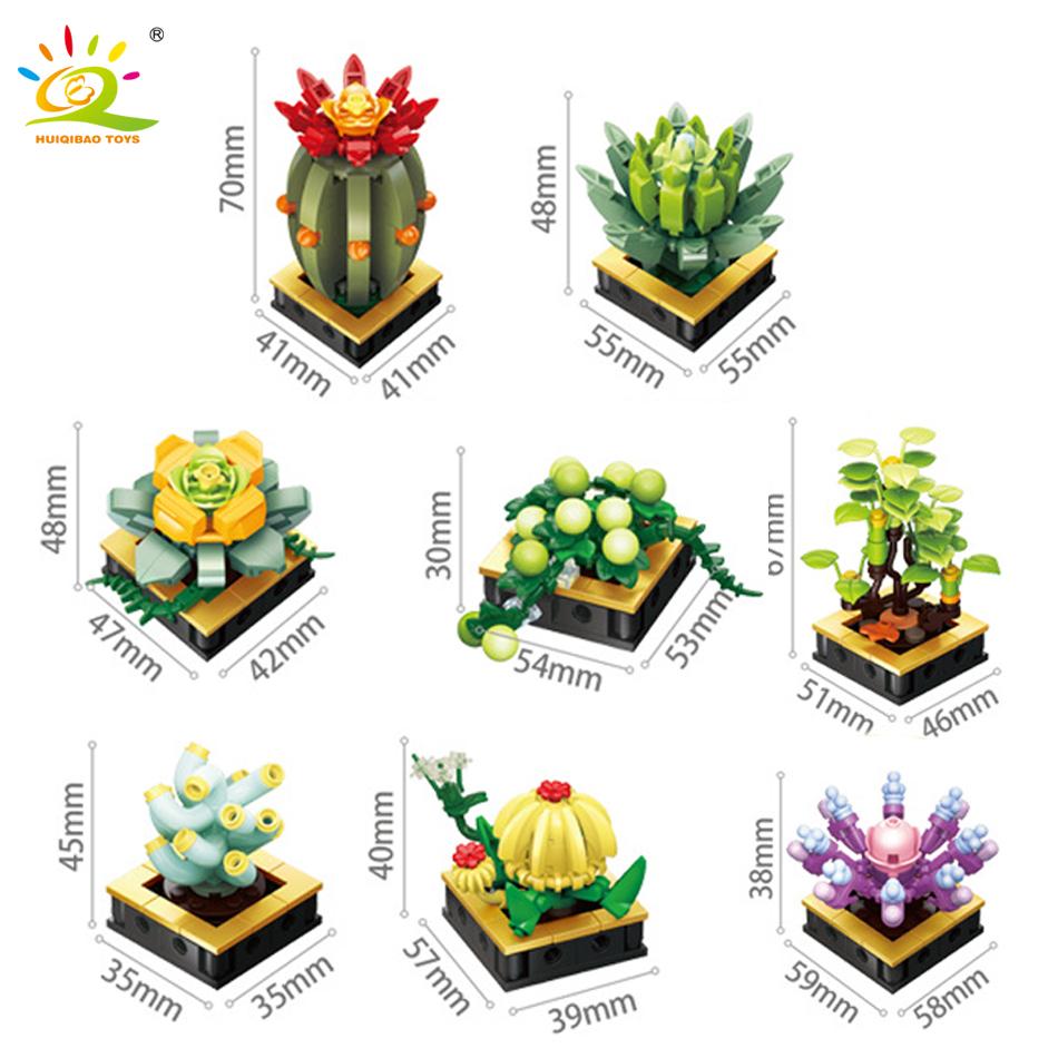 MOC Succulent Plant Potted Micro Building Blocks Small Bricks Flower Blossoms Flowerpot Ornaments Toys Home Decoration
