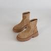 Fashion versatile round head thick-soled short boots children's 2025 autumn and winter new solid color suede heightened and thin Martin boots
