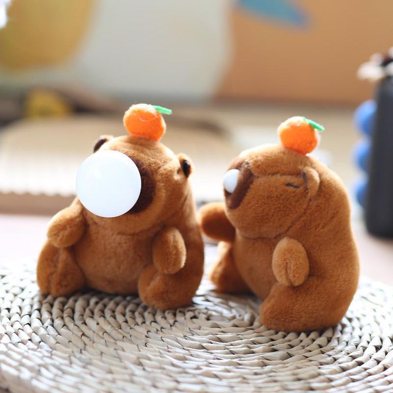 Cute Animal Plush Toy With Bubble Sound Effect And Keyring Attachment For Gift