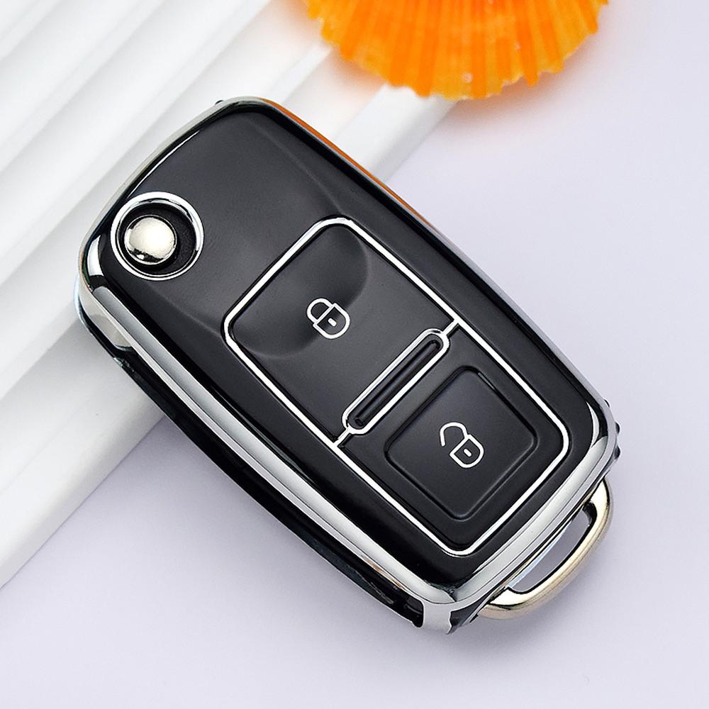 2 Buttons TPU Flip Remote Folding Key Shell Case for VW VOLKSWAGEN Tiguan Golf Sagitar Polo MK6 Protector Fob