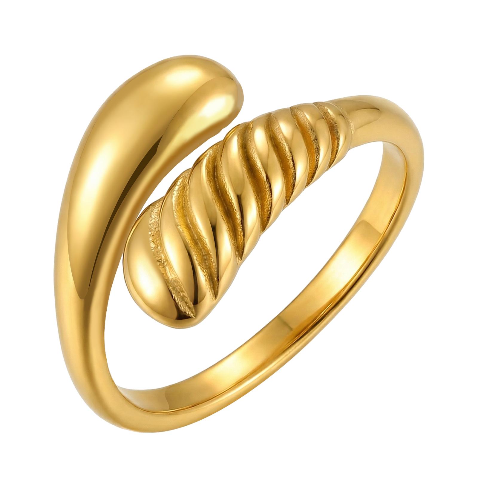 

Vnox Stainless Steel Water Drop Statement Ring, Gold Plated Polished Multi-layered Open Ring Wedding Engagement Party Gift 6