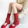 Women's Chunky Knit Leg Warmers: Winter-Autumn Buttoned Slimming Striped Style