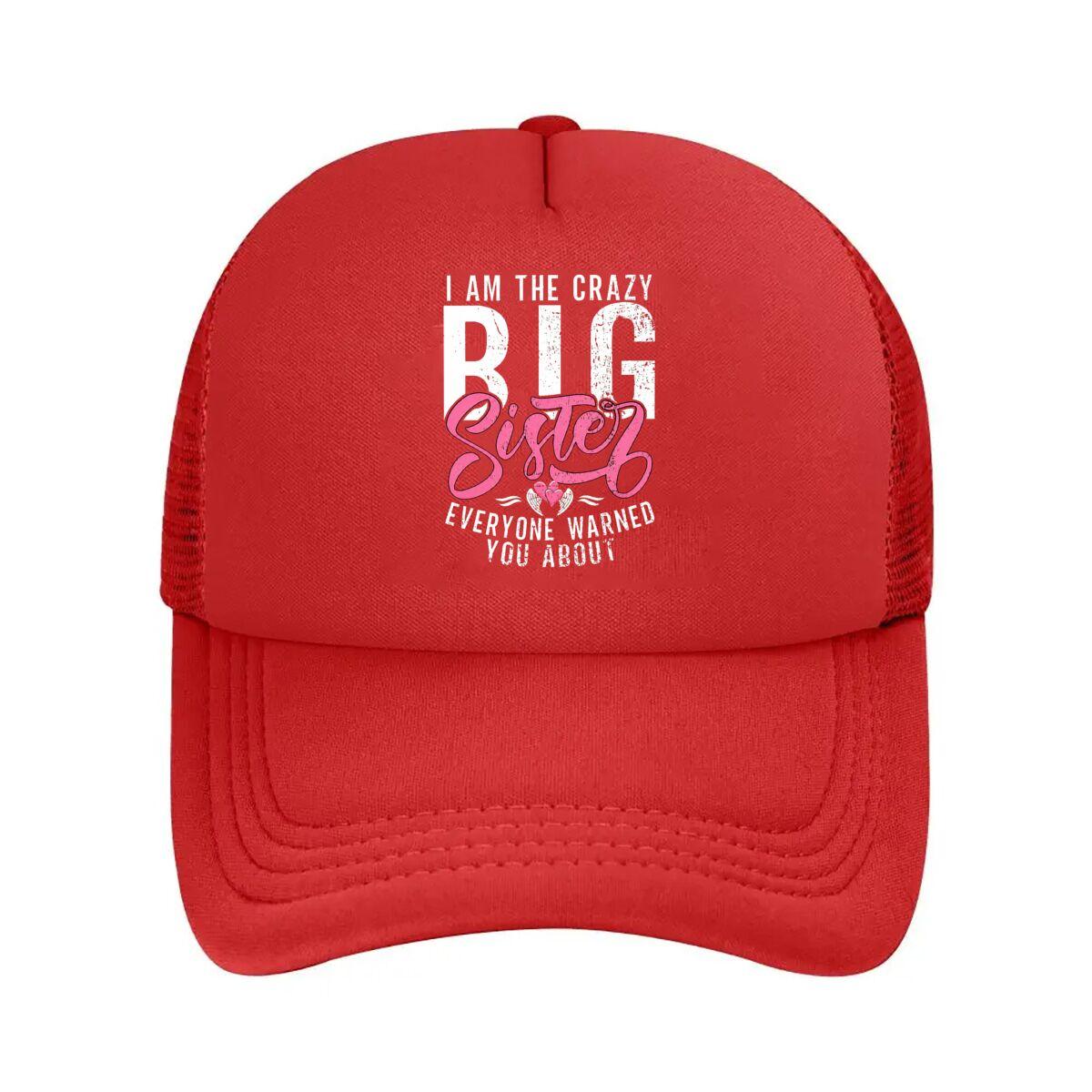 Sister Pink Script Heart Graphic Design Mesh Baseball Cap Hip Hop Adjustable