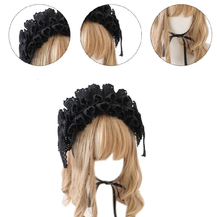 Cute Bows Tie Headpiece Maid Headwrap Headwear Hair Accessory Gift for Women