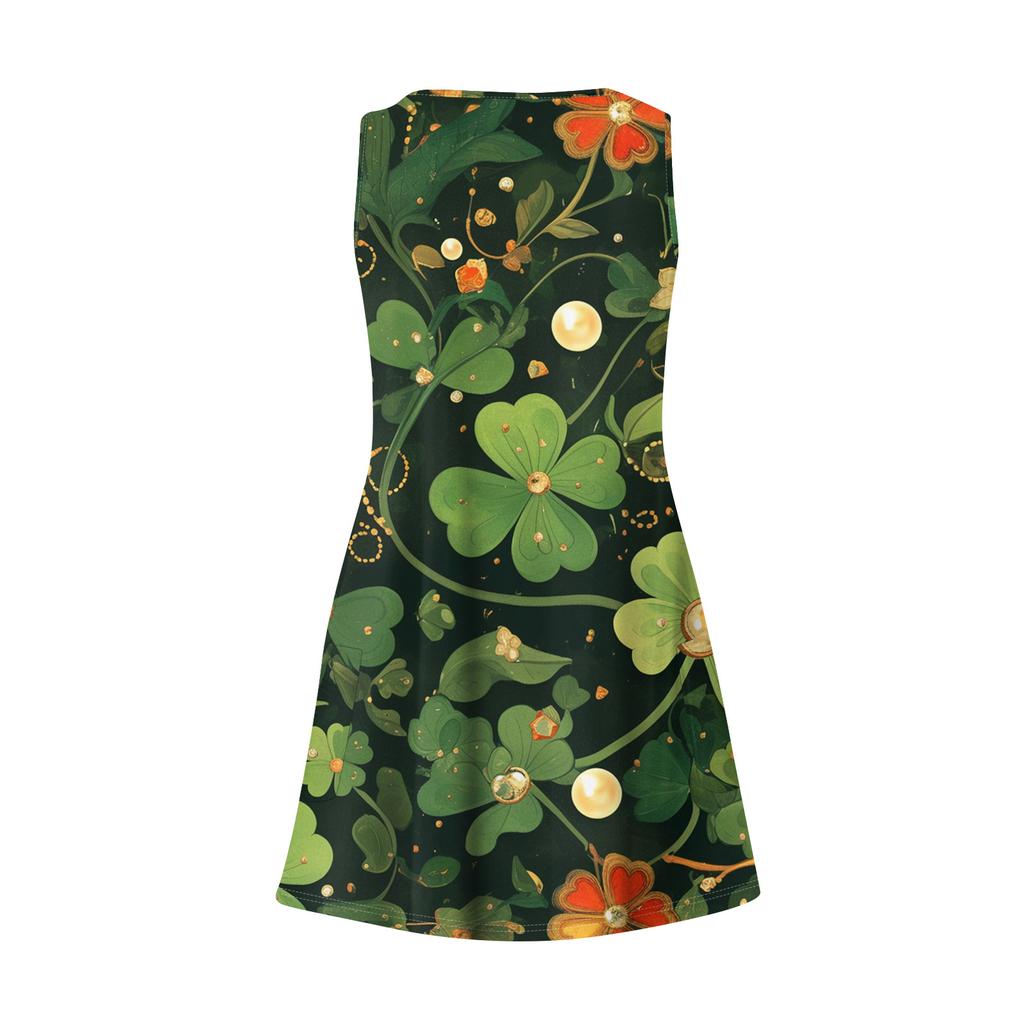 Women's Floral Print Dress, Vest, Skirt With Pockets, Beach Skirt, V-Neck Vest Skirt