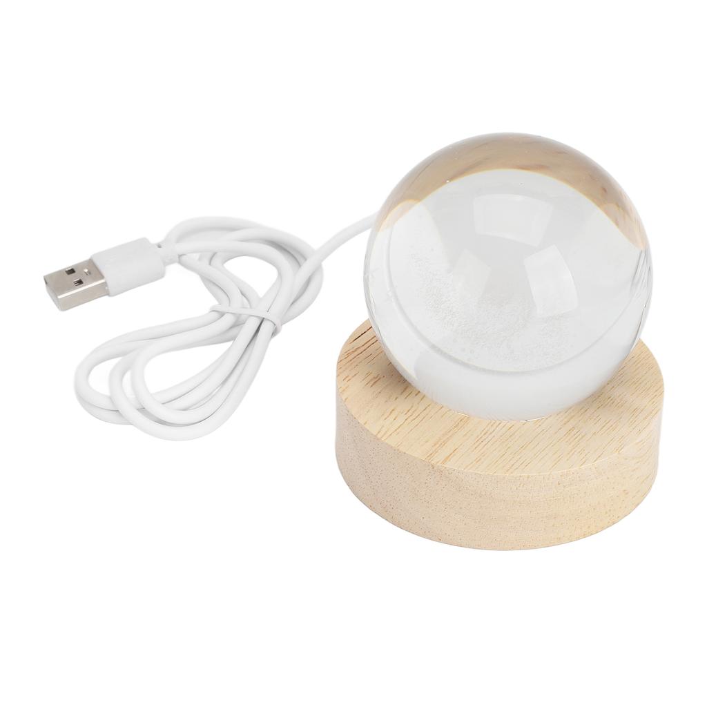 Crystal Ball Light Projection Galaxy Wooden Base Home Decor 5V LED Crystal Ball Lamp