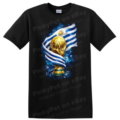 World Cup Trophy T Shirt Uruguay Flag Blue Design Soccer Fan Tee
