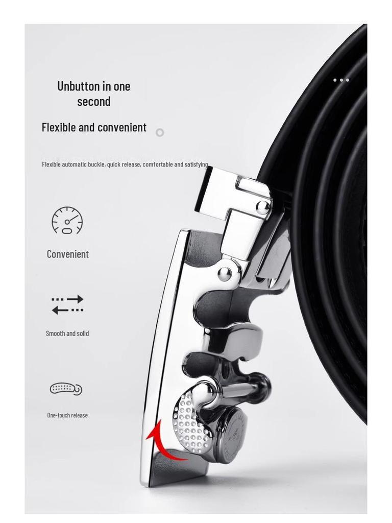 Men's High-End Cowhide Leather Belt with Automatic Buckle - Fashionable Gift for Young Professionals