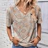 Fashionable summer leaf 3D printed women's V-neck short sleeved shirt