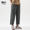 Baleno S&K Men's Straight-Leg Cropped Cotton Pants