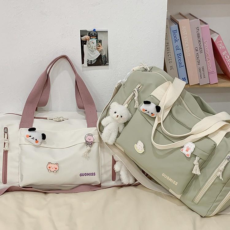 Cartoon Travel Handbag for Women with Large Capacity Lightweight Storage Bag Independent Shoe Warehouse Sports Gym Bag Boarding Bag
