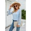 Spring and Autumn Women's Blouse Lace Long Sleeve Solid Colour Hollow Out Lace Sexy Knitted Top