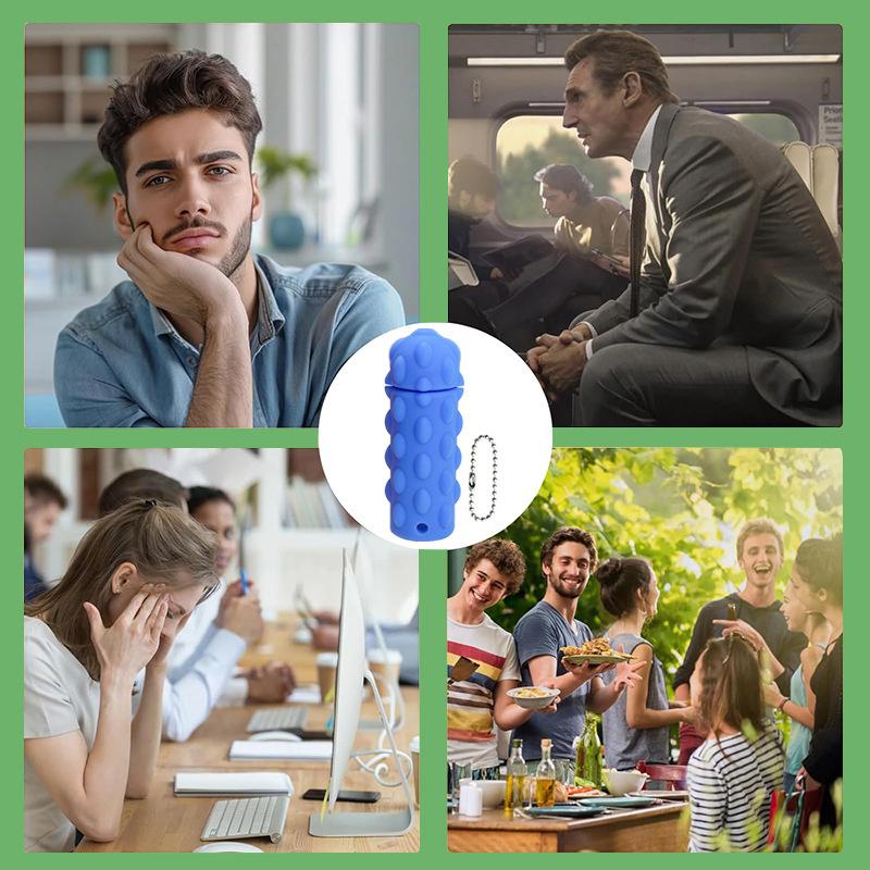 Silicone Decompression Massage Keychain Rotatable Sensory Stress Reducing Massager Adult Pocket Gadget 3D Spikes Grip