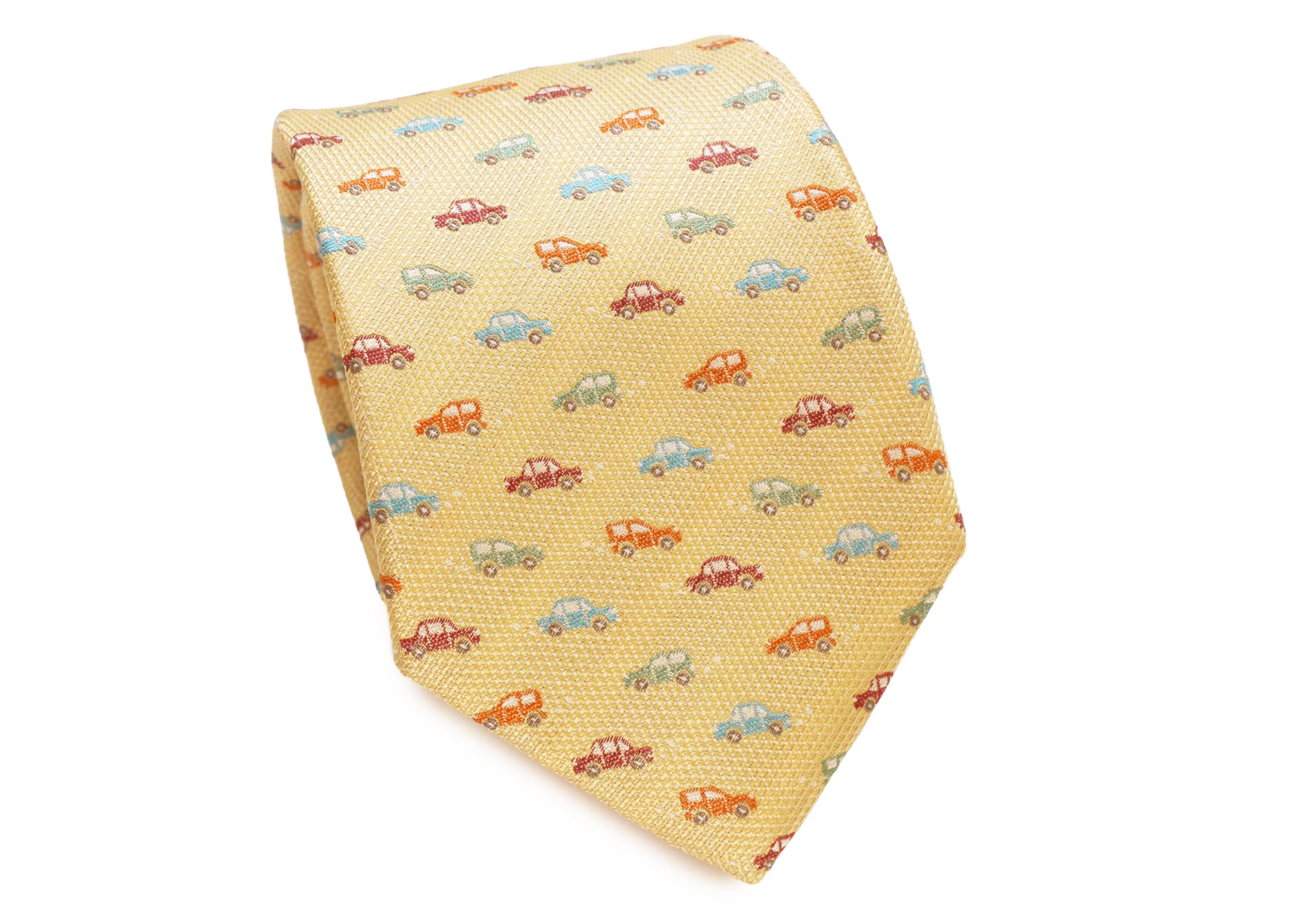 [SIMON CARTER] Simon Carter Colorful Car Silk Tie (Gold)