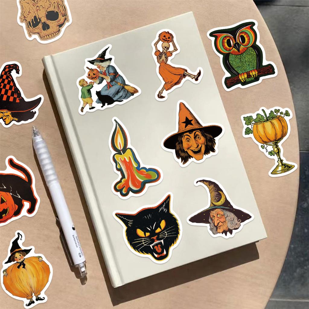 52pcs Halloween Waterproof Stickers Cartoon Graffiti for Phone Laptop Guitar Kids Party Decor Toys