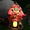 Fairies Tale Landscape Ornament Solar Lighted Illuminated Mushroom House Resin Statue Suitable For Outdoor Night Display
