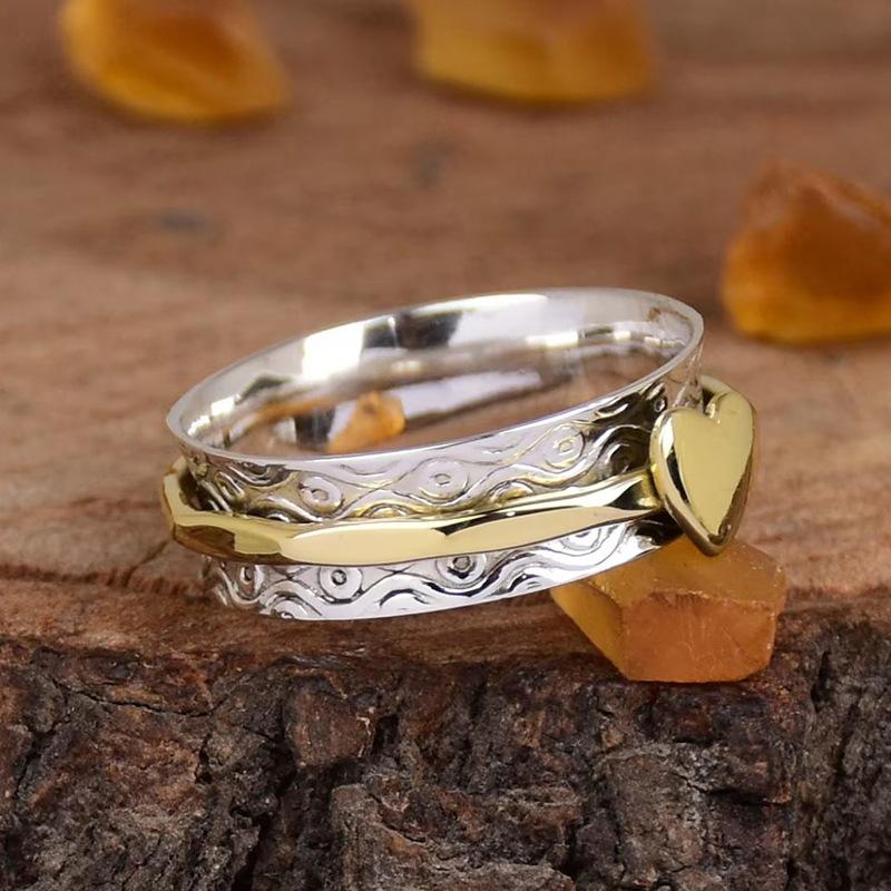 Two-color Love Line Multilateral Ring Women's Vintage Rococo Accessories, Popular