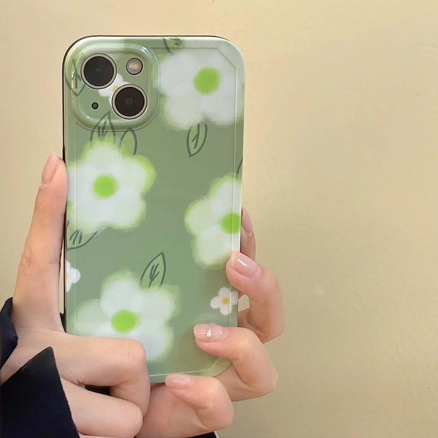 

Противоударный чехол для телефона Ins с зеленым цветком для Iphone 11 12 13 Promax X Xsmax Xr 14 Pro Max Plus, силиконовая мягкая задняя крышка Imd For iphone 14promax