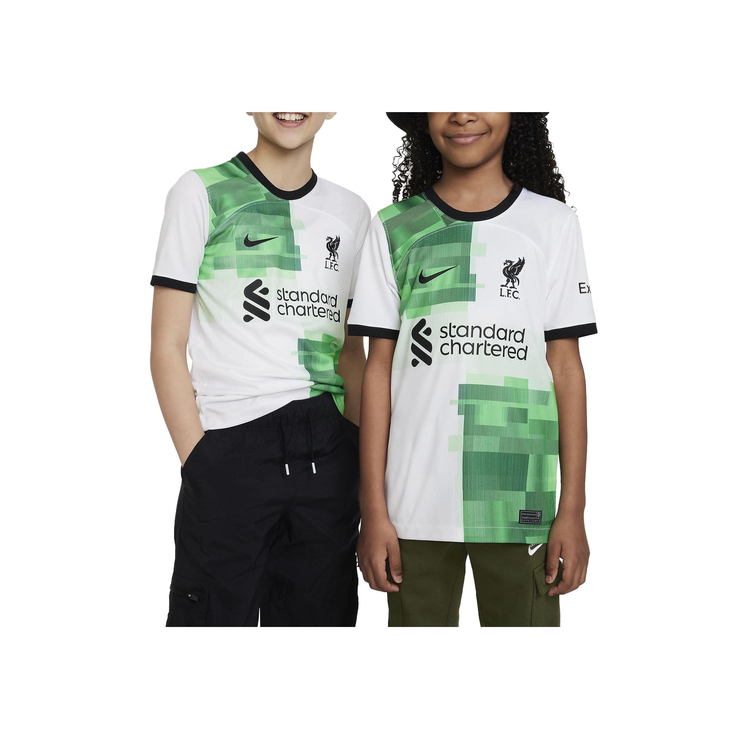 

Nike Liverpool 23/25 Season Away Fan Version Logo Embroidered Mosaic Color Block Short Sleeve Football Jersey Kids tops White DX2764-101 S
