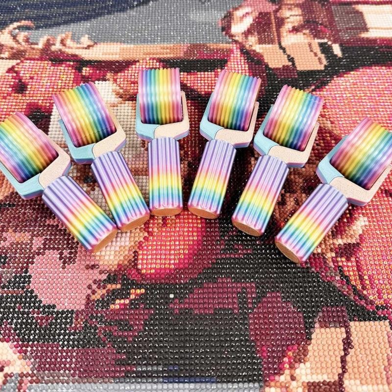 (2 Pieces)Art Roller - Essential Craft Tool for  Embroidery, Easy-Grip Hand Roller, Detachable  Painting Tool