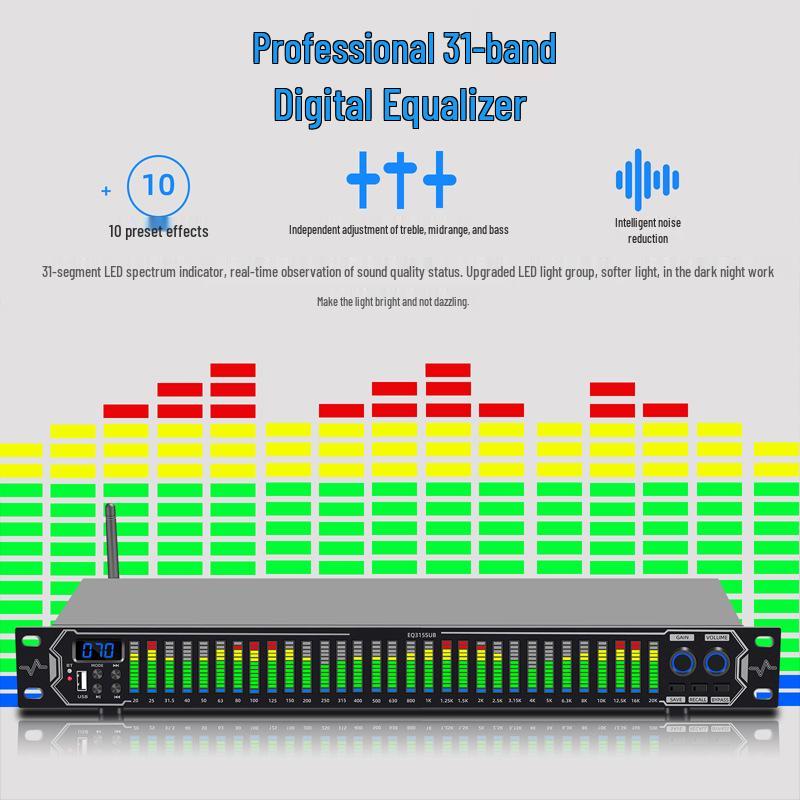 31-Band Digital Equalizer with Noise Reduction for Home, KTV, Stage, and Bar Audio Systems