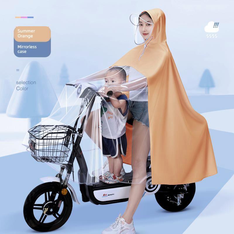 Raincoat Electric Battery Motorcycle 2023 Double Mother and Child Matching Double Female Long Full Body Rainproof Motorcycle