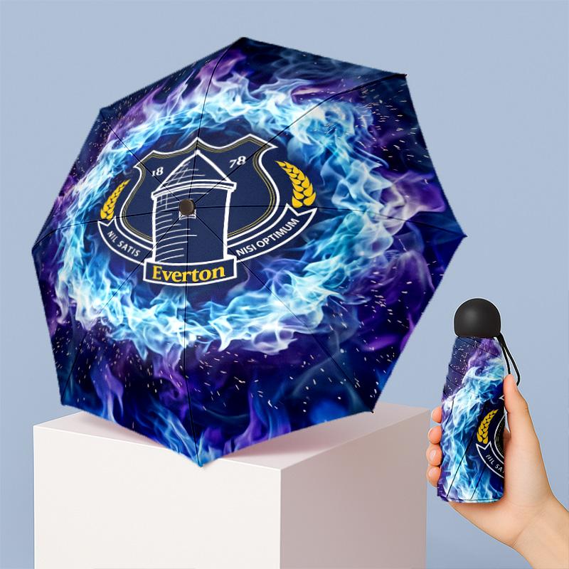 Everton Football Pattern Printed Mini 5 Folds 8 Ribs Compact Umbrella Windproof Waterproof Lightweight Portable Folding