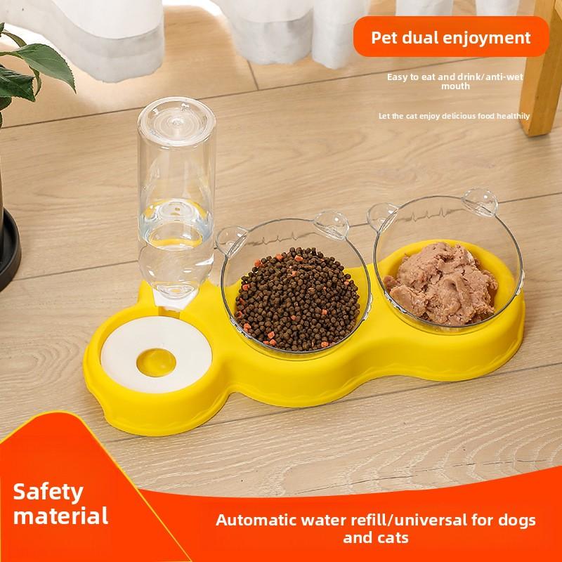 Double Bowl Automatic Pet Feeder Water Dispenser Cat Basin Dog Bowl Cat Bowl Cat Supplies Water Dispenser