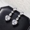 Trendy Elegant Created Red Heart Zircon Earrings  Silver Needle String Statement Drop Earrings for Women Wedding Party Gift