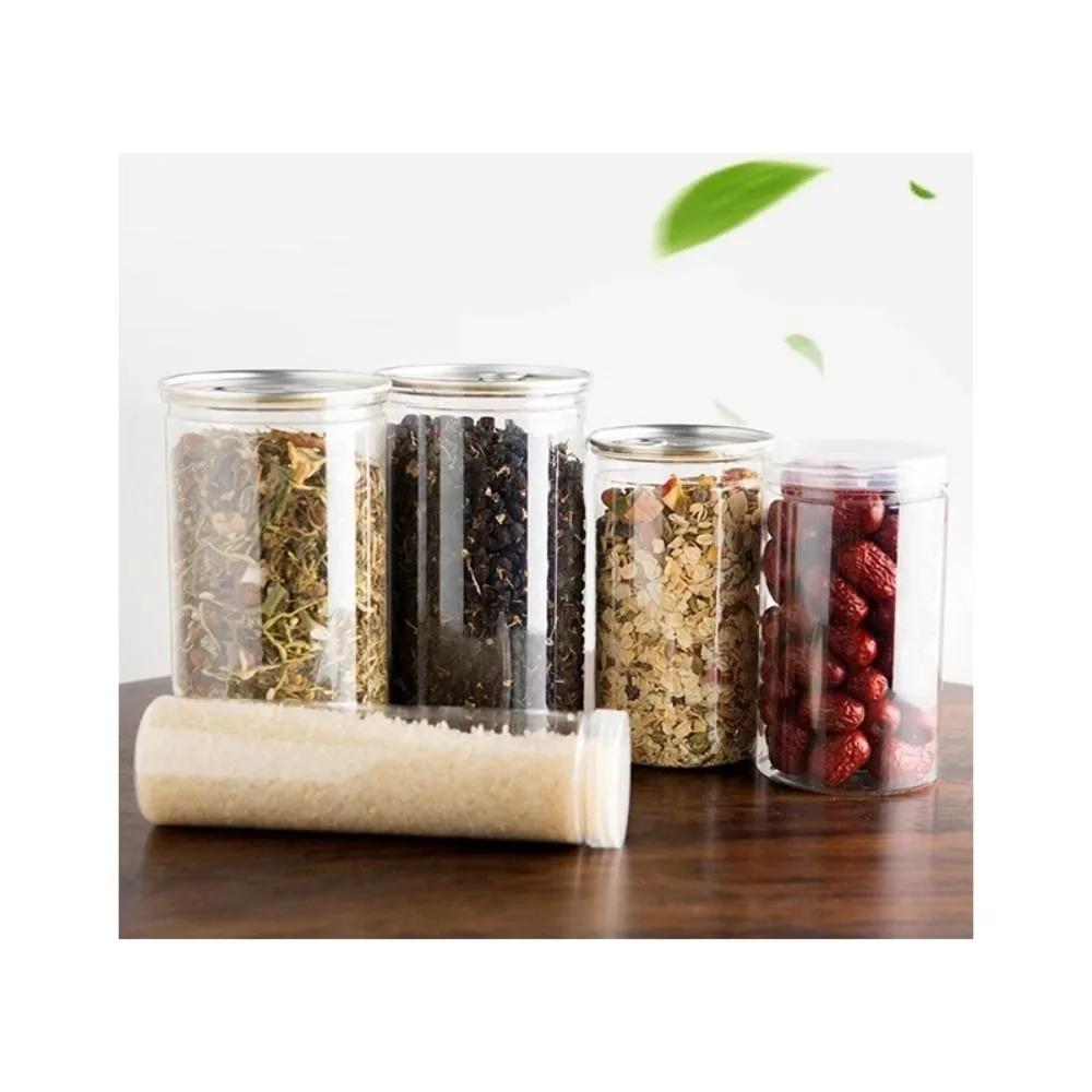 Portable Clear Sealed Can Circular Storage Bucket Food Grade Sealed Plastic Food Jar with Lid Empty Packing Bottle