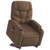 Massage Recliner with Rising Function Brown Fabric